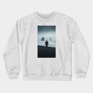 Man on the Black Sand Beach Crewneck Sweatshirt